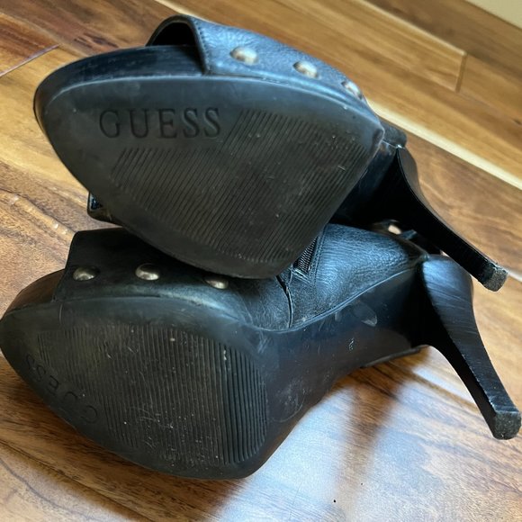 Black Leather Platform Heels - Picture 2 of 5